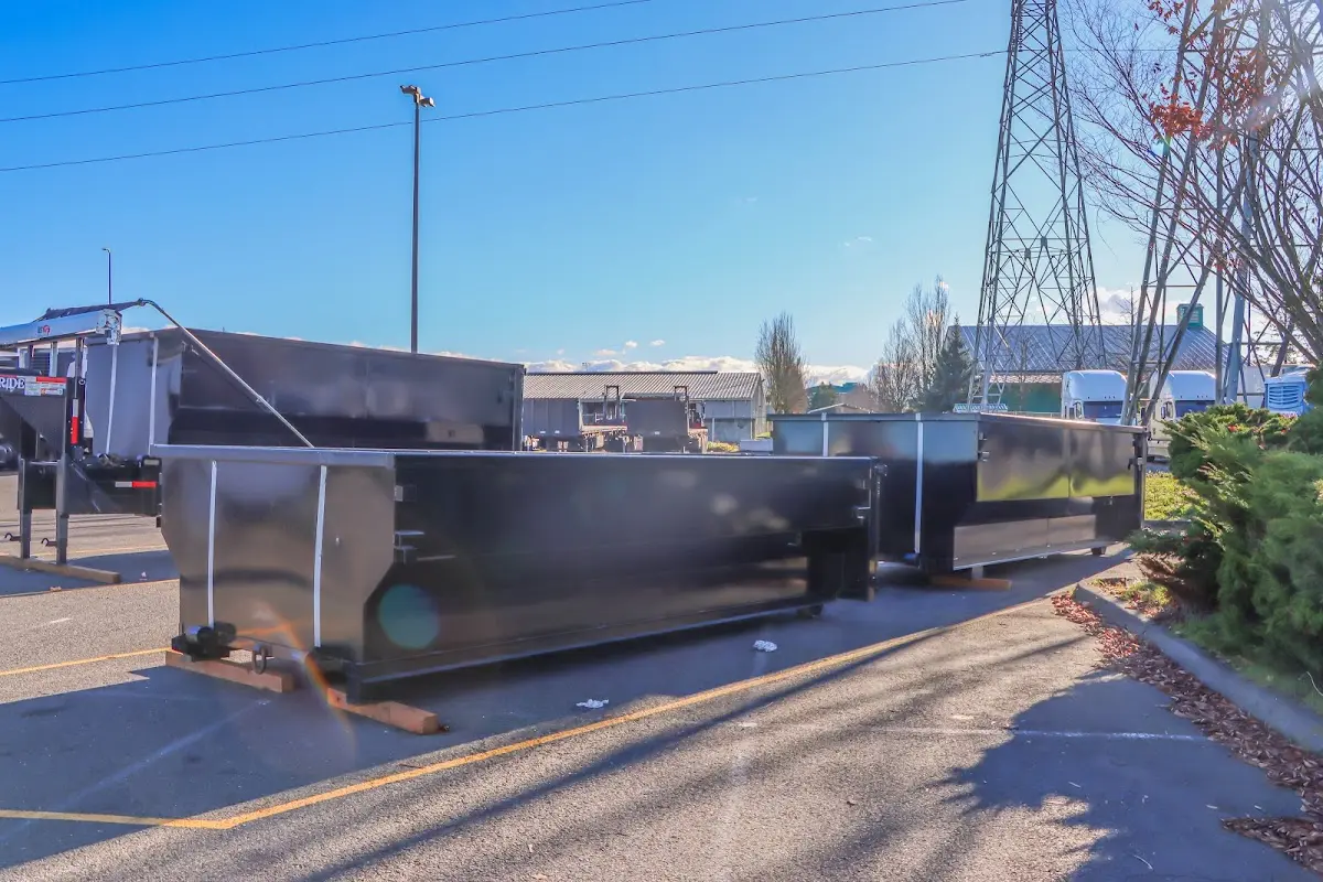 Roll-off dumpster ready for waste disposal at job site for Construction Dumpster Rental in Mill Creek East